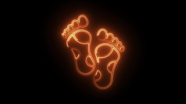 Glowing neon reflexology icon isolated on black background. HD Video motion graphic animation
