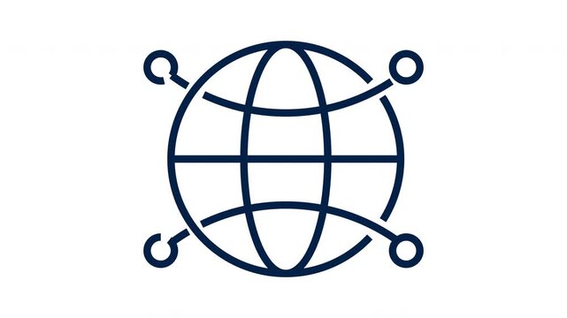 Animated Global Network Line Icon Motion Graphic