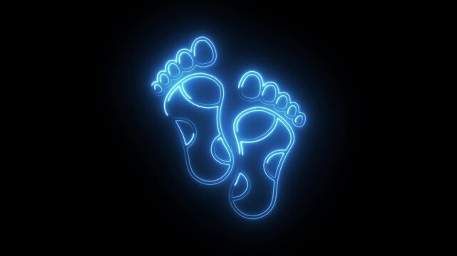 Glowing neon reflexology icon isolated on black background. HD Video motion graphic animation