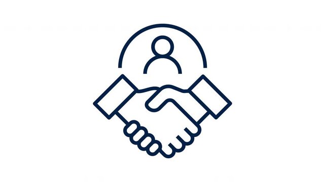 Animated Handshake and User Profile Line Icon