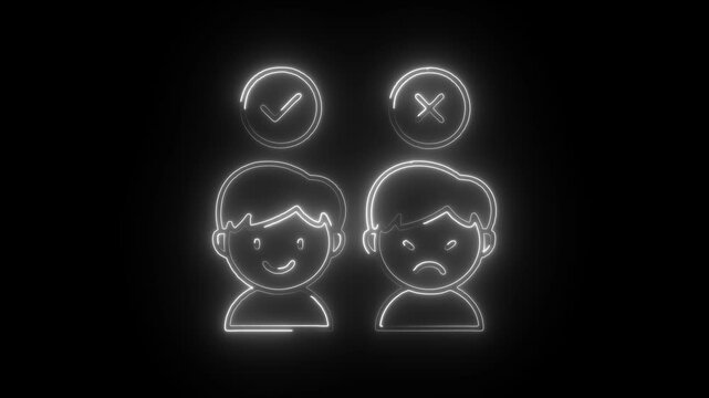 Glowing neon behavioral therapy icon isolated on black background. HD Video motion graphic animation