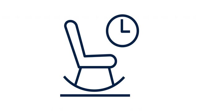 Rocking Chair and Clock Animated Line Icon