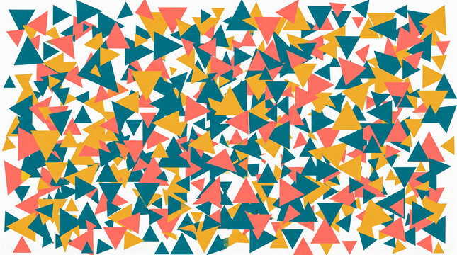 Colorful abstract geometric pattern with vibrant scattered triangles.