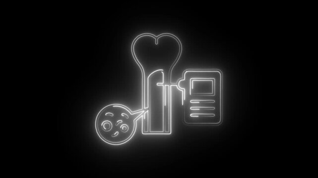 Glowing neon bone marrow icon isolated on black background. HD Video motion graphic animation