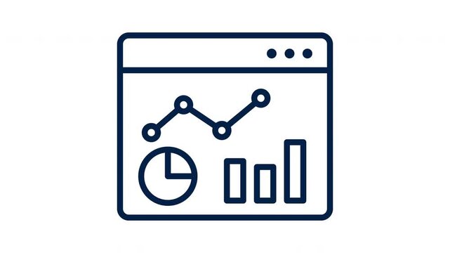 Animated Data Analytics Dashboard Icon Line Art