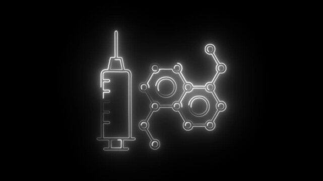 Glowing neon hormone therapy icon isolated on black background. HD Video motion graphic animation