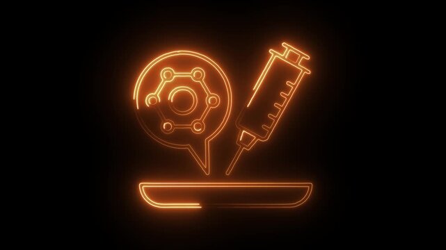Glowing neon stem cell therapy icon isolated on black background. HD Video motion graphic animation