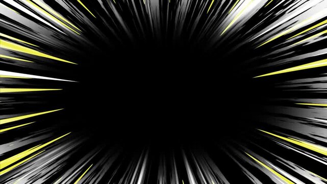 Dynamic comic book action speed lines background featuring black white and yellow radial burst effect with displays repeating radial lines with burst pattern sharp, graphic design