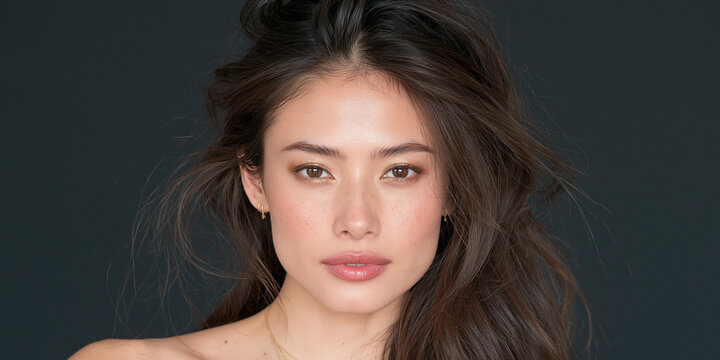 Portrait of a Young Woman with Long Dark Hair