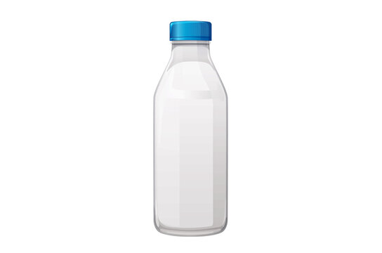 Vector Illustration of a Clear Flask filled with Fresh Cream and Blue Screw Cap