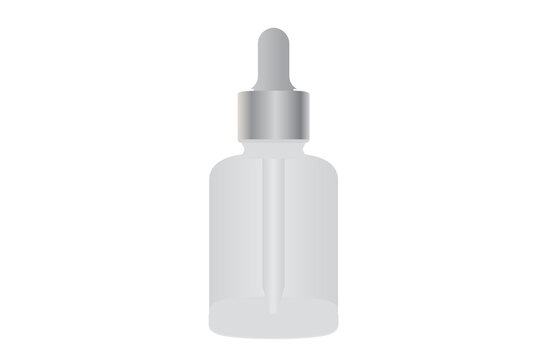 3D Vector Illustration of an Empty Frosted Dropper Vial for Essential Oils and Skincare Serums