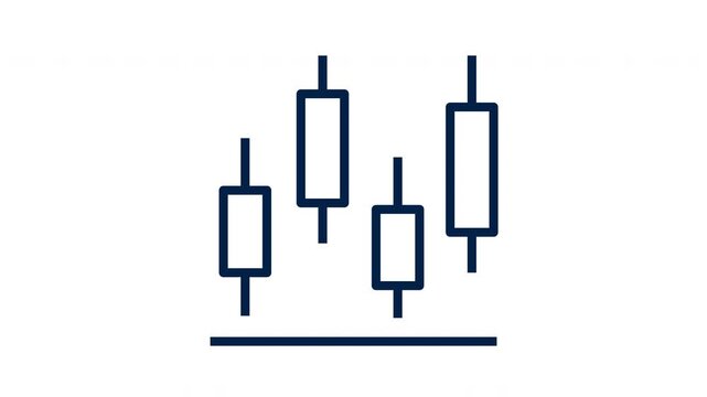 Animated Candlestick Chart Icon Loop on White Background