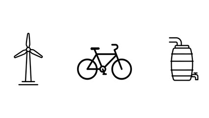 Obraz premium Sustainable lifestyle trio icons with each isolated transparent on transparent background