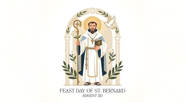 Feast Day of Saint Bernard Vector Illustration