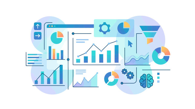 Digital Data Analytics and Business Intelligence Dashboard Visualization