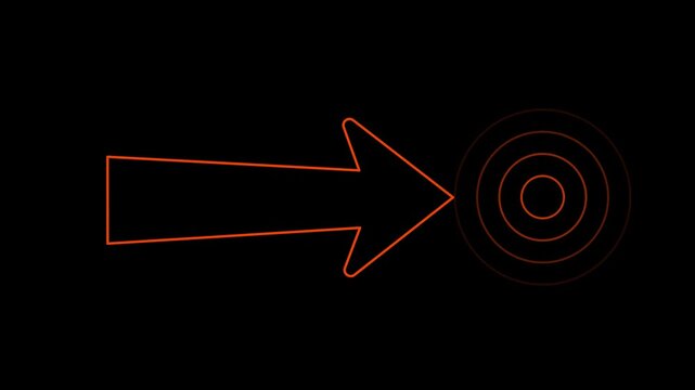 Magenta neon light directional arrow line and signal icon radio wave Animation. Black background 4k video moving.