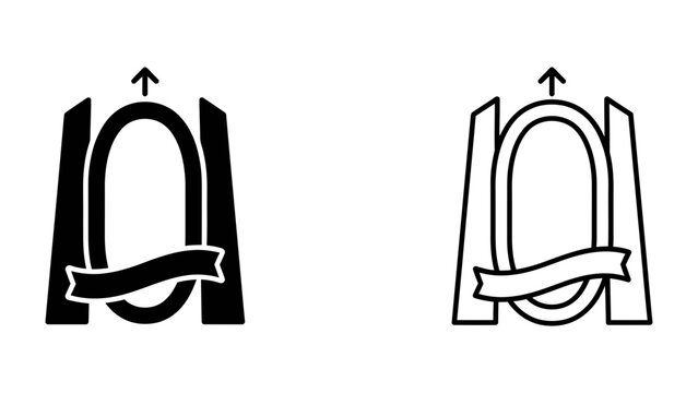 Logo Template: A versatile logo template featuring a bold, stylized archway design with a blank banner, offered in both solid and outline versions.