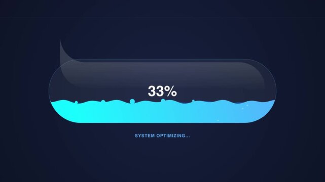 Digital System Optimization Progress Bar with Fluid Loading Animation
