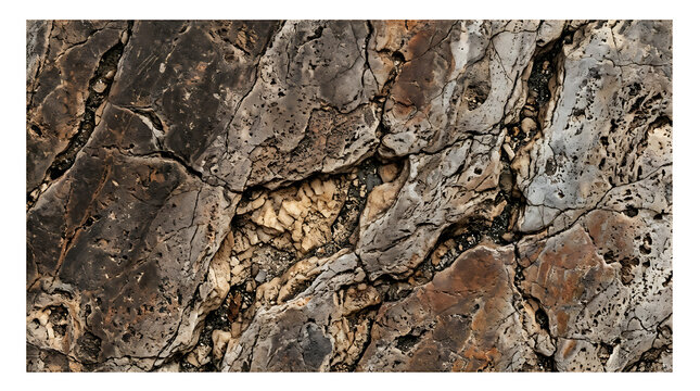 close-up of rugged rocky cliff face with cracks and crevices