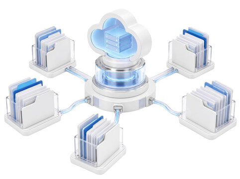 Digital document management, automated document indexing system, isolated on transparent background