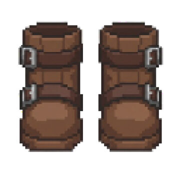brown pixelated adventure boots isolated on white