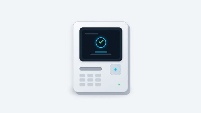 Digital Security Terminal Displaying Success Verification Icon for Secure Access Control Systems and Electronic Identification Authentication