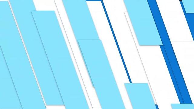 Geometric diagonal wipe transition blue and white sliding bars on chroma key green screen background