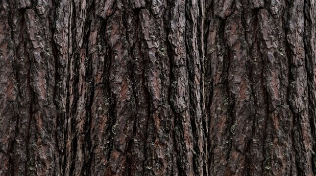 Rugged pine bark split into deep vertical plates Background