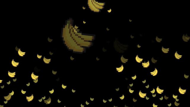 pixel art banana, 8-bit bananas, 16-bit banana bunch, yellow fruit, fresh food, tropical fruit, snack, organic, vegan, healthy eating, jungle item, platformer collectible, food asset, health restorati