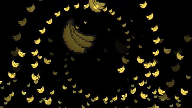 pixel art banana, 8-bit bananas, 16-bit banana bunch, yellow fruit, fresh food, tropical fruit, snack, organic, vegan, healthy eating, jungle item, platformer collectible, food asset, health restorati