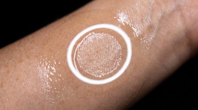 Medical ringworm infection on human skin, circular fungal rash on arm, dermatological skin condition close up, tinea corporis infection symptoms