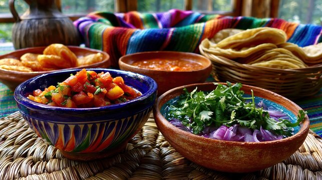 Vibrant Mexican Breakfast Spread With Fresh Flavors and Colorful Decor