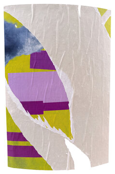 Torn Street Poster with Colorful Layers Isolated, png asset.