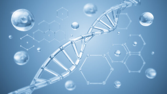 DNA and biology background, Medical and genetics concept, 3D rendering