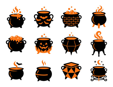 A spooky collection of halloween cauldron vectors for festive decorations and graphic design projects