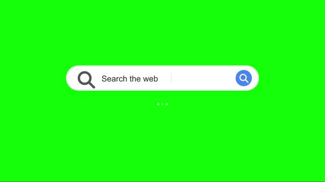 Animated search bar interface displays blinking cursor for web query input within video motion clip effect