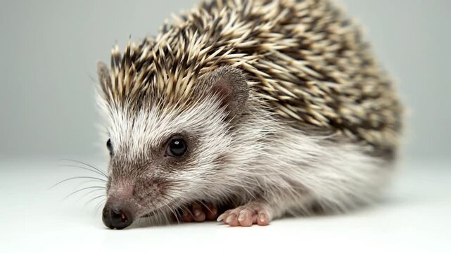 Close-up of a cute hedgehog, exploring its natural instincts and unique anointing behavior