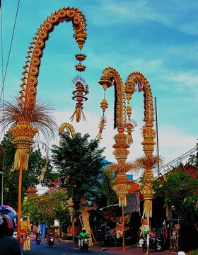 Balinese bamboo penjor for Galungan
