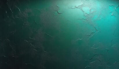 Fototapeta premium moody teal cracked plaster wall with rough uneven texture and subtle top-right glow