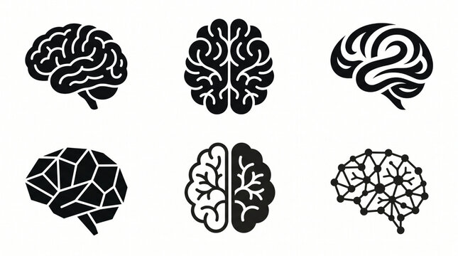 Here are some brain icons or logos that have been simply edited in vector silhouette form.