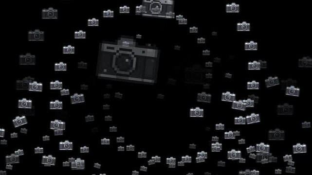 pixel art camera, 8-bit photo camera, 16-bit retro camera, vintage camera, snapshot, photography, lens, shutter, flash, photographer tool, gadget, media icon, UI element, inventory item, rpg sprite, a