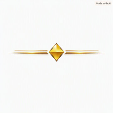 Golden geometric diamond divider line ornament decoration graphic element with geometric
