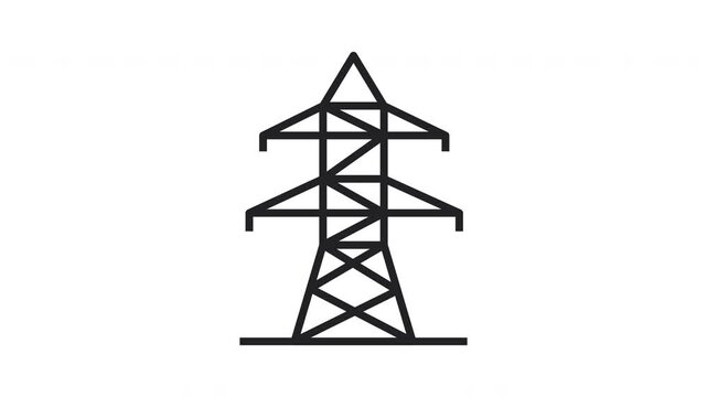 Animated High Voltage Power Line Pylon Line Art Icon