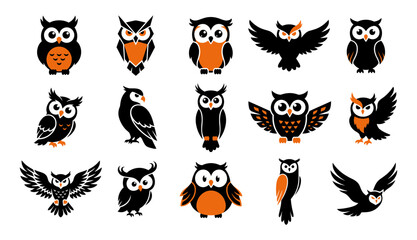 Obraz premium A delightful collection of halloween owl vector illustrations perfect for spooky season designs and festive projects