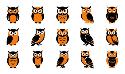 Obraz premium A delightful collection of halloween owl vector illustrations perfect for spooky season designs and festive decorations
