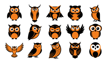 Obraz premium A delightful collection of halloween owl vector illustrations perfect for spooky season designs and festive projects