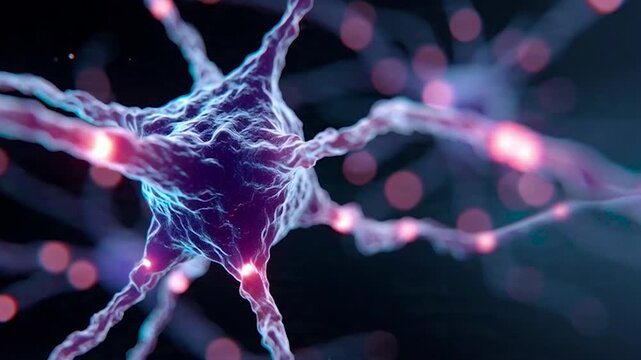 4K Glowing Neuron Brain Cell Neural Network Medical Science 