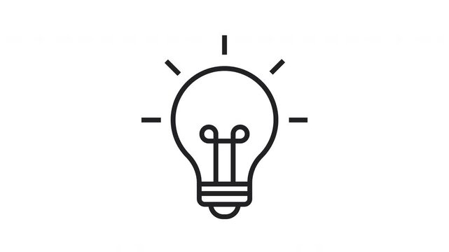 Animated Light Bulb Line Icon Representing Idea and Innovation