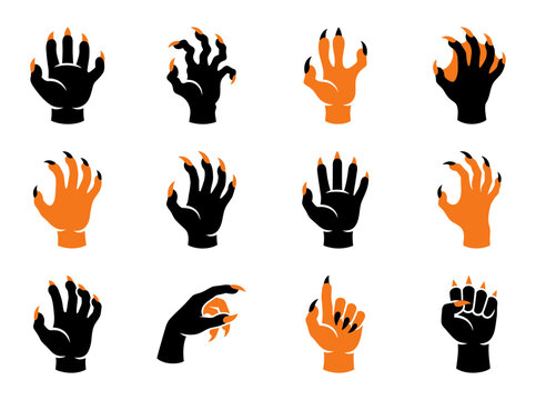A spooky collection of halloween claw hand vectors for creepy and festive designs