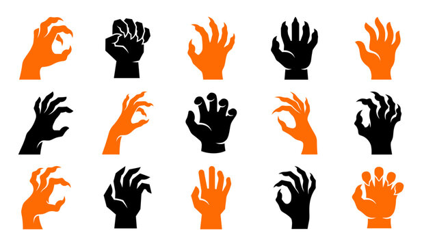 A diverse collection of halloween hand vectors spooky creepy and perfect for october designs